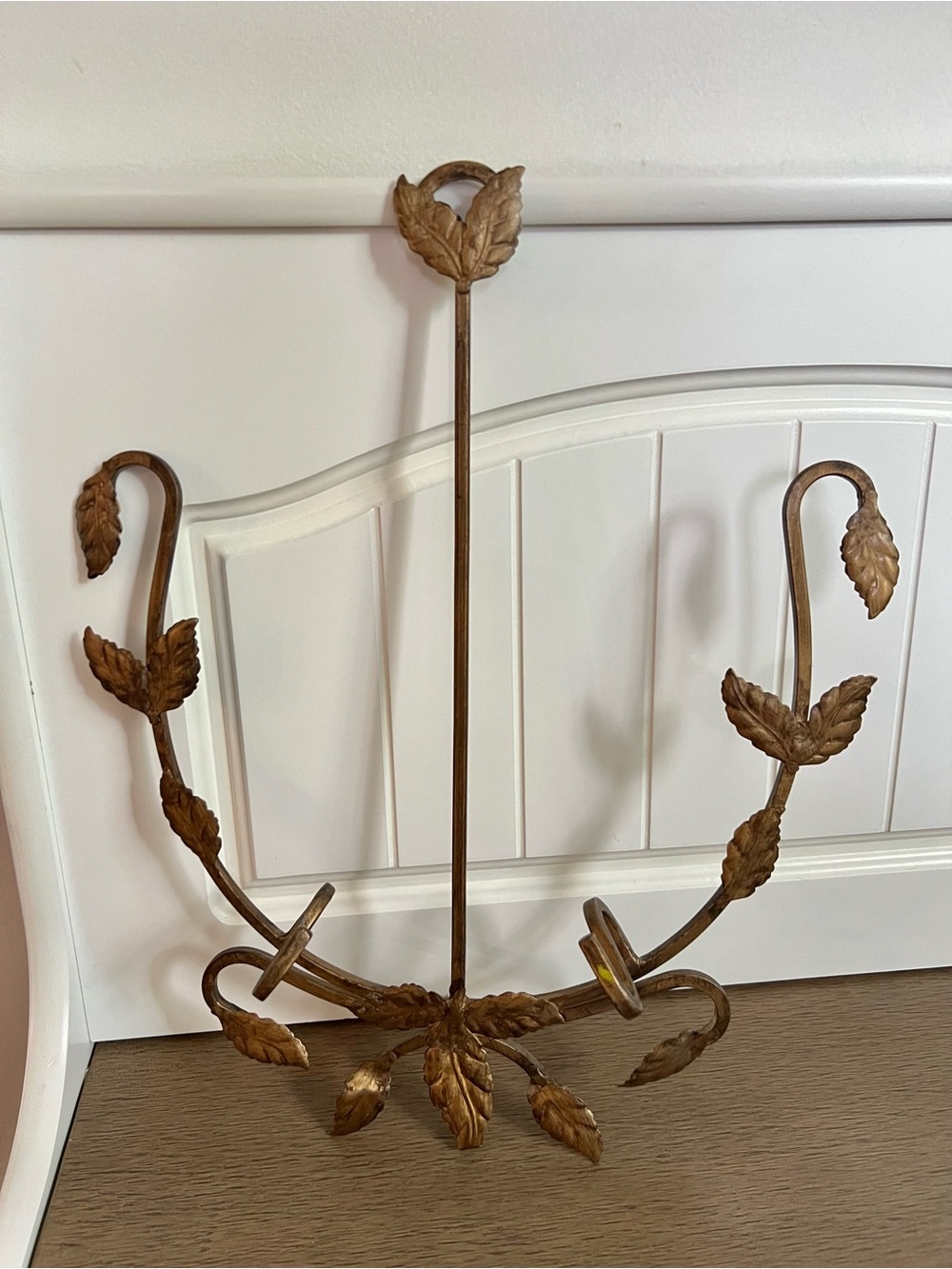 Unique Ornate Boho Made In India Brassy Metal Floral Leaves Wall Hanger